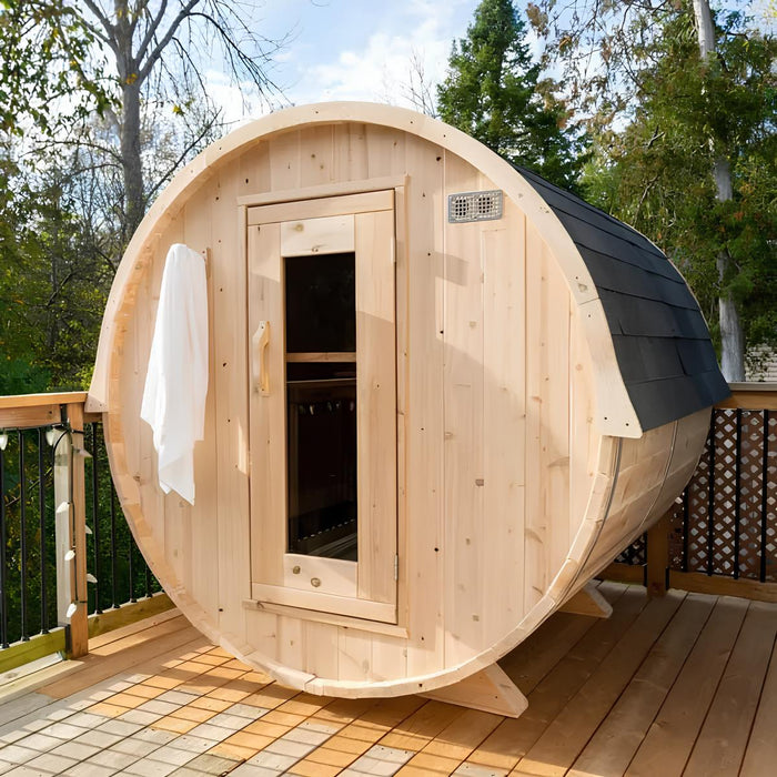 Dundalk Leisurecraft Harmony Barrel Sauna Canadian Timber 4 Person | CTC22W - Topture