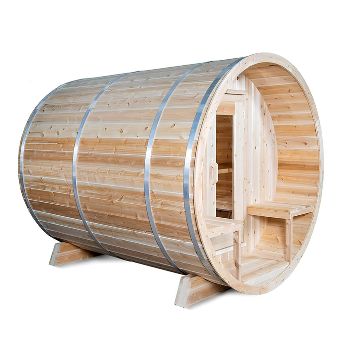 Dundalk Leisurecraft Serenity Barrel Sauna Canadian Timber 4 Person | CTC2245W - Topture