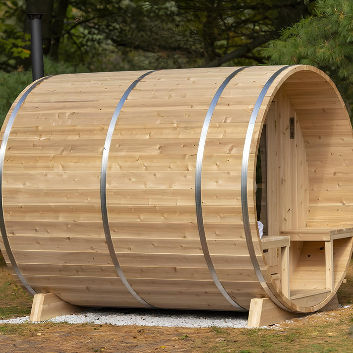 Dundalk Leisurecraft Serenity Barrel Sauna Canadian Timber 4 Person | CTC2245W - Topture