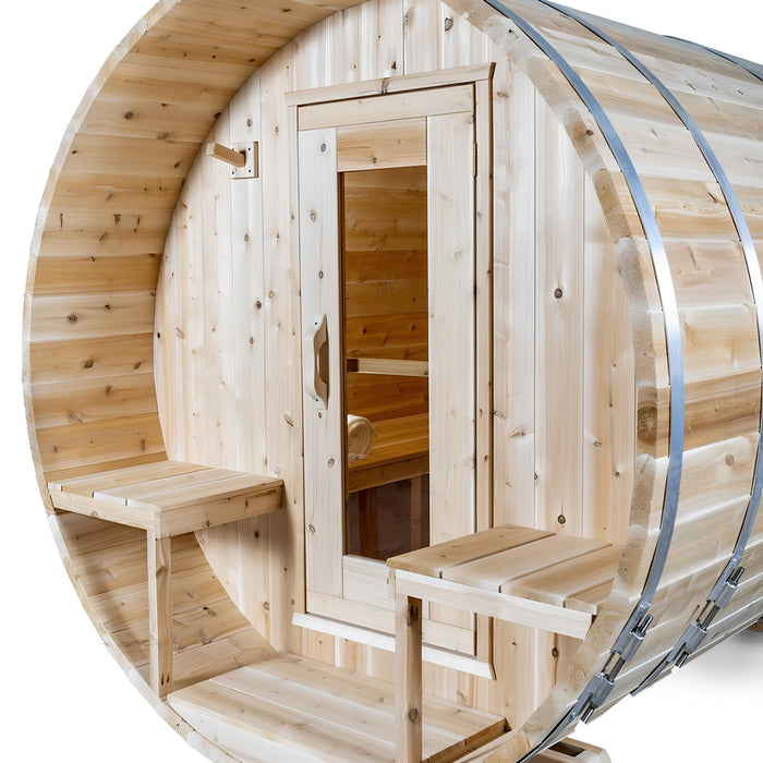 Dundalk Leisurecraft Serenity Barrel Sauna Canadian Timber 4 Person | CTC2245W - Topture