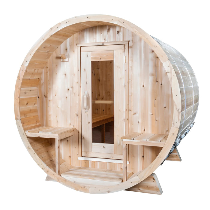 Dundalk Leisurecraft Serenity Barrel Sauna Canadian Timber 4 Person | CTC2245W - Topture