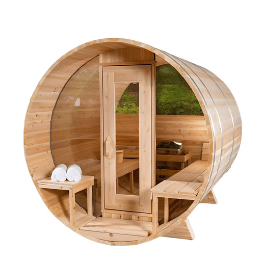 Dundalk Leisurecraft Serenity MP Barrel Sauna Canadian Timber 4 Person | CTC2245MP - Topture