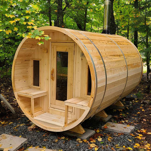 Dundalk Leisurecraft Tranquility Barrel Sauna Canadian Timber 6 Person | CTC2345W - Topture