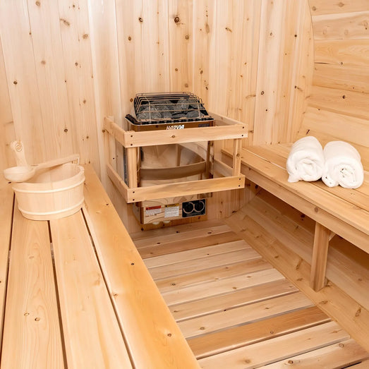 Dundalk Leisurecraft Tranquility Barrel Sauna Canadian Timber 6 Person | CTC2345W - Topture