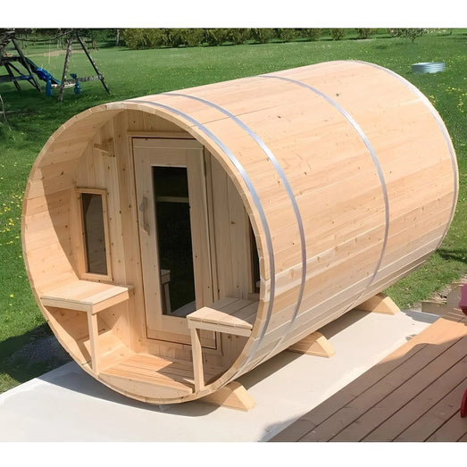 Dundalk Leisurecraft Tranquility Barrel Sauna Canadian Timber 6 Person | CTC2345W - Topture