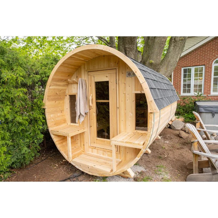 Dundalk Leisurecraft Tranquility Barrel Sauna Canadian Timber 6 Person | CTC2345W - Topture