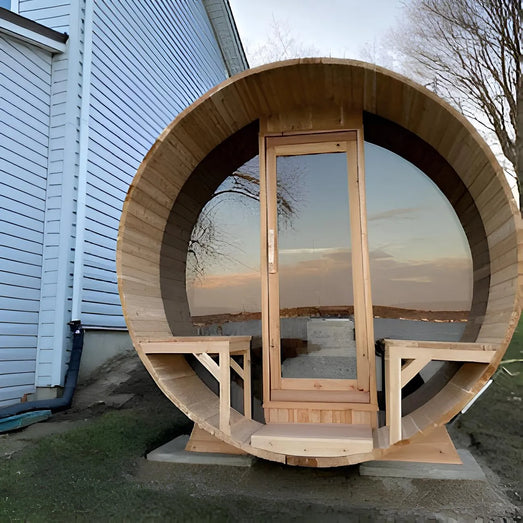 Dundalk Leisurecraft Tranquility MP Barrel Sauna Canadian Timber 6 Person | CTC2345MP - Topture