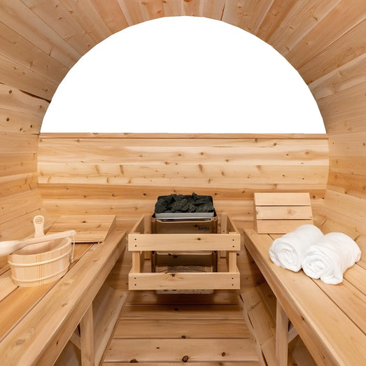 Dundalk Leisurecraft Tranquility MP Barrel Sauna Canadian Timber 6 Person | CTC2345MP - Topture