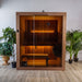 Angled exterior view of the Dundalk Loft glass-front indoor sauna