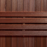 Dundalk Studio sauna interior with wide two-tier benches, backrests and warm LED lighting