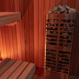 Dundalk Studio glass-front indoor sauna shown in a home setting