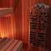 Dundalk Studio glass-front indoor sauna shown in a home setting