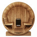 SaunaLife E8 barrel sauna interior with twin curved benches and black heater