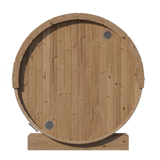 SaunaLife E8 barrel sauna solid rear panel with two round ventilation vents