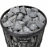 Top-down view of grey stones filling the Harvia Legend stove stone basket