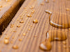 Water beading on sauna wood treated with Harvia Paraffin Oil
