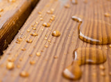 Water beading on sauna wood treated with Harvia Paraffin Oil