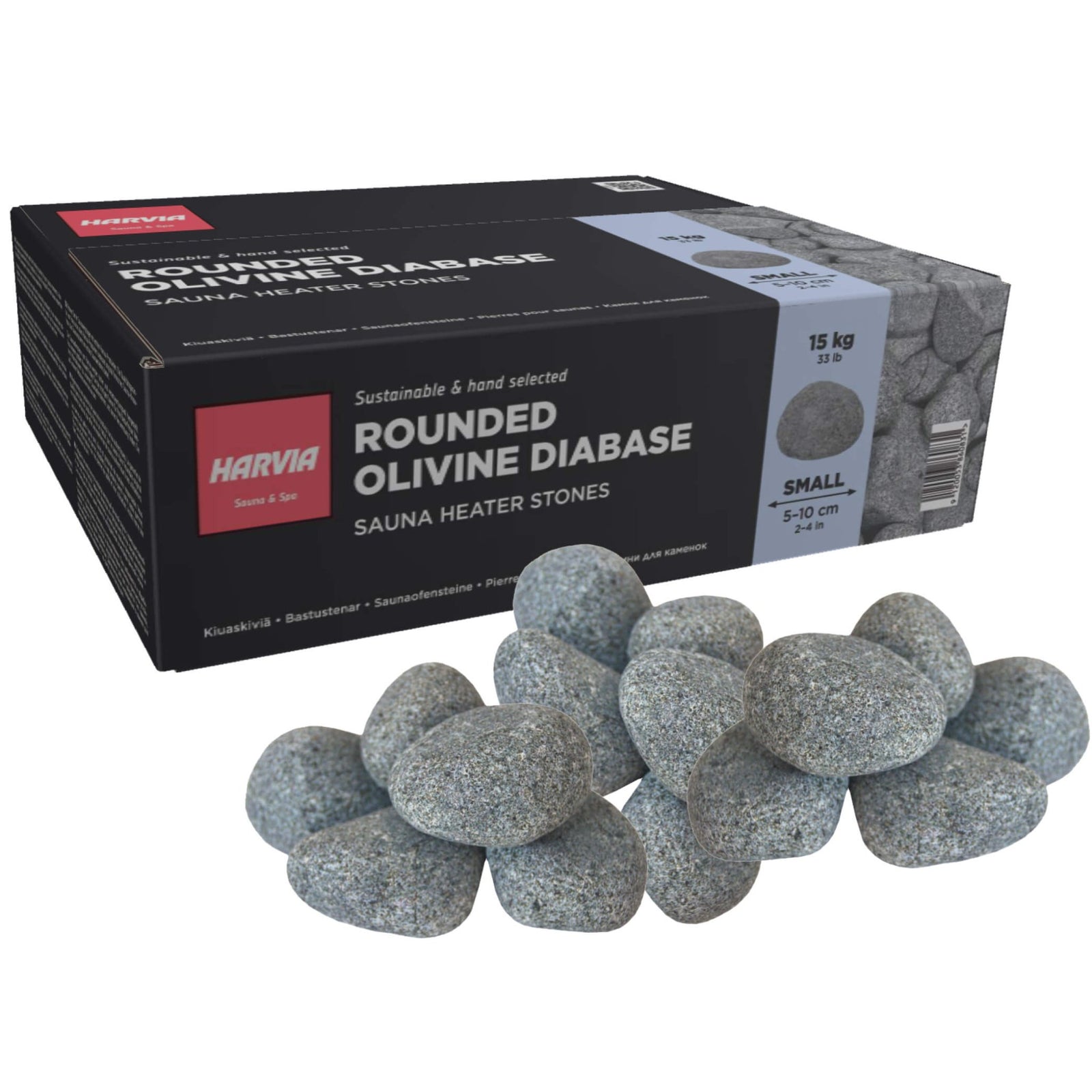 Harvia Rounded Olivine Diabase Sauna Heater Stones 2 - 4" / 33lbs | R - 991 - Topture