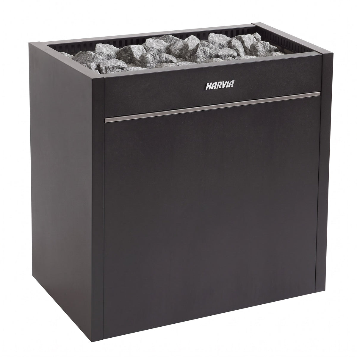 Harvia Virta Pro 20kW electric sauna heater in black steel with sauna stones