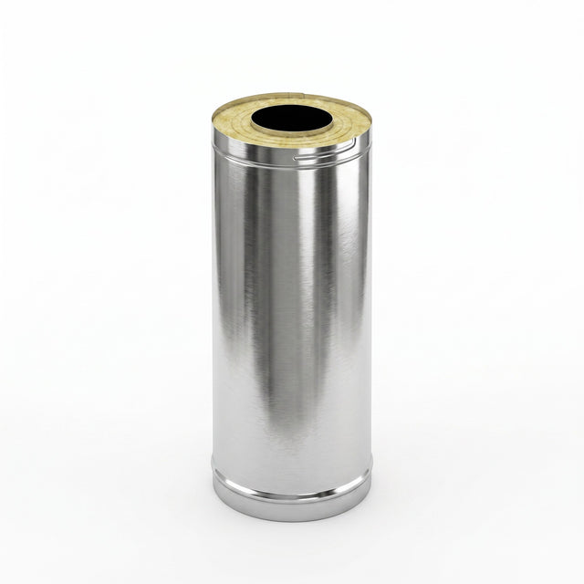 Harvia WHP500 insulated chimney extension in stainless steel, 19.7 in (0.5 m) long