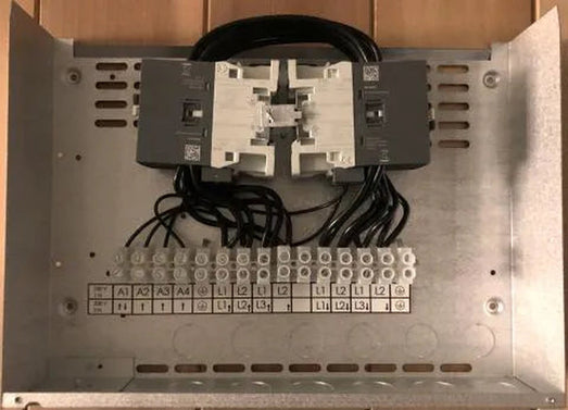 Harvia Xenio LTY45 internal wiring with labeled terminal block connections