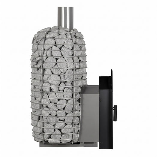 HIVE Flow LS mounting collar positioned at side of stone sauna stove