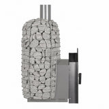 Rendered HIVE Flow Mini LS sauna stove with mounting collar in place