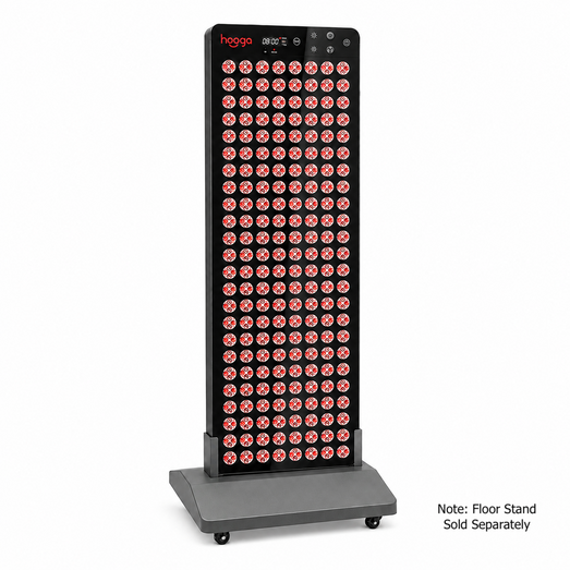 Hooga Blaze panel standing on the Sauna Series Floor Stand, which is sold separately