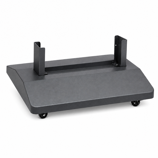 Hooga Sauna Series Floor Stand, gray iron rolling base with two black upright brackets and locking casters