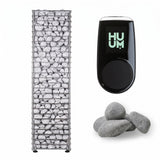 HUUM CLIFF 10.5kW sauna heater with black controller and grey sauna stones