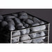 HUUM CLIFF 10.5kW heater top corner with dark grey stones on dark backdrop