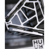 Close-up of the stainless steel frame and heating element of the HUUM Cliff heater