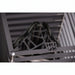 HUUM emblem on the steel grille of the Cliff 6kW sauna heater up close