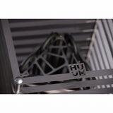 HUUM CLIFF 9kW heater close-up of steel cage frame and branded bracket