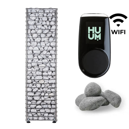 HUUM CLIFF 9kW heater package with rounded WiFi controller and spare stones