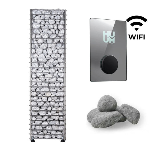 HUUM CLIFF 9kW heater package with mirrored WiFi controller and spare stones