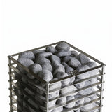 HUUM CLIFF 9kW heater top view showing grey sauna stones in steel basket
