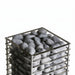 HUUM CLIFF 9kW heater top view showing grey sauna stones in steel basket
