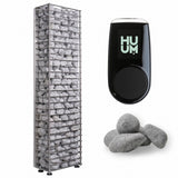 HUUM CLIFF Mini 3.5kW sauna heater with black controller and grey sauna stones