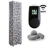 HUUM CLIFF Mini 3.5kW heater with black WiFi controller and stones, WiFi label