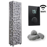 HUUM CLIFF Mini 3.5kW heater with black UKU WiFi controller and stones, WiFi label