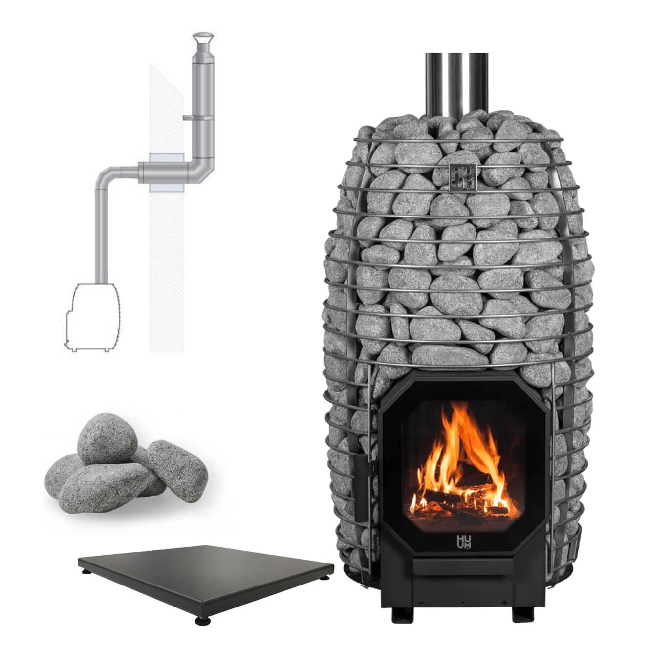 HUUM HIVE Flow 9.8kW Wood - Burning Sauna Heater Package - Topture