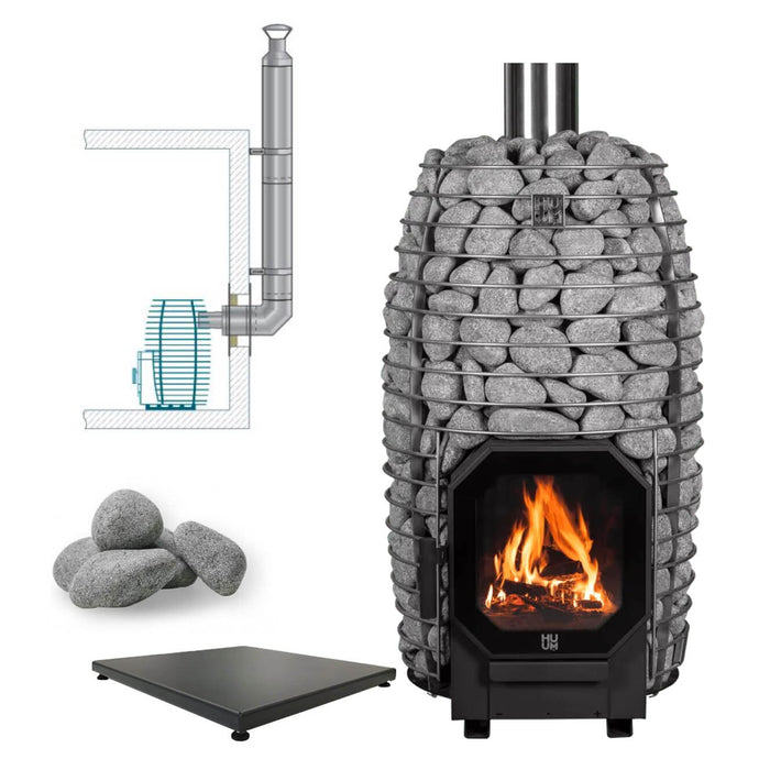 HUUM HIVE Flow LS 9.8kW Wood - Burning Sauna Heater Package - Topture