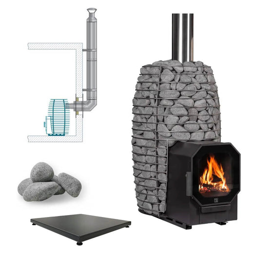 HUUM HIVE Flow LS 9.8kW Wood - Burning Sauna Heater Package - Topture