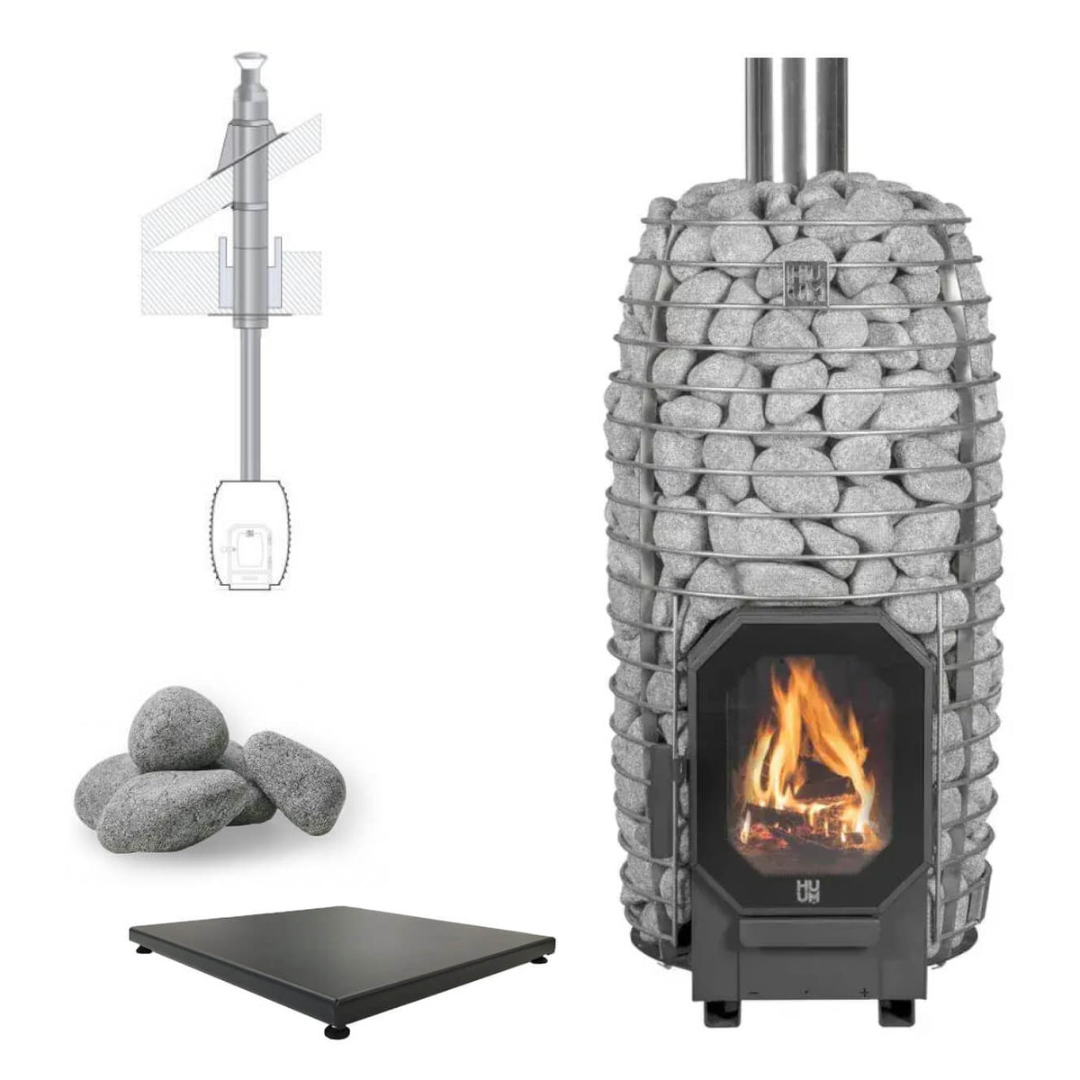 HUUM HIVE Flow Mini 8.5kW Wood - Burning Sauna Heater Package - Topture