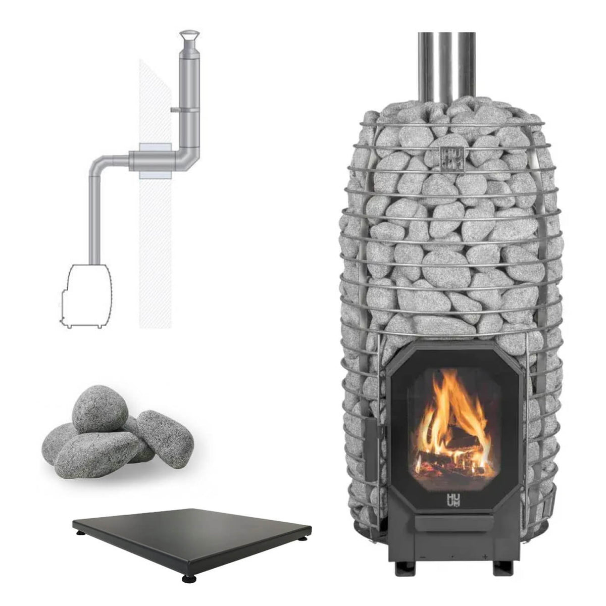 HUUM HIVE Flow Mini 8.5kW Wood - Burning Sauna Heater Package - Topture