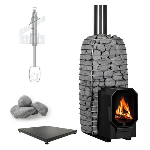 HUUM HIVE Flow Mini LS 8.5kW Wood - Burning Sauna Heater Package - Topture