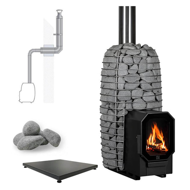 HUUM HIVE Flow Mini LS 8.5kW Wood - Burning Sauna Heater Package - Topture