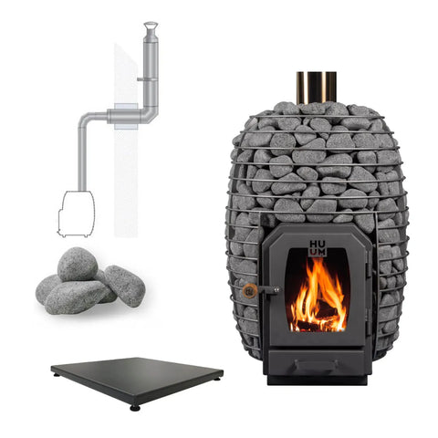 HUUM HIVE Wood 13kW Wood Burning Heater Kit | Thru-Wall Chimney