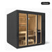 5 person Kohler C1 Graphite Grey indoor sauna, angled exterior view